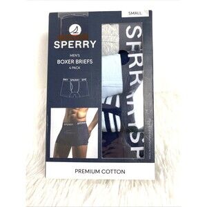 Sperry Men's Boxer Briefs Size S 4 Pack Premium Cotton Blue Gray